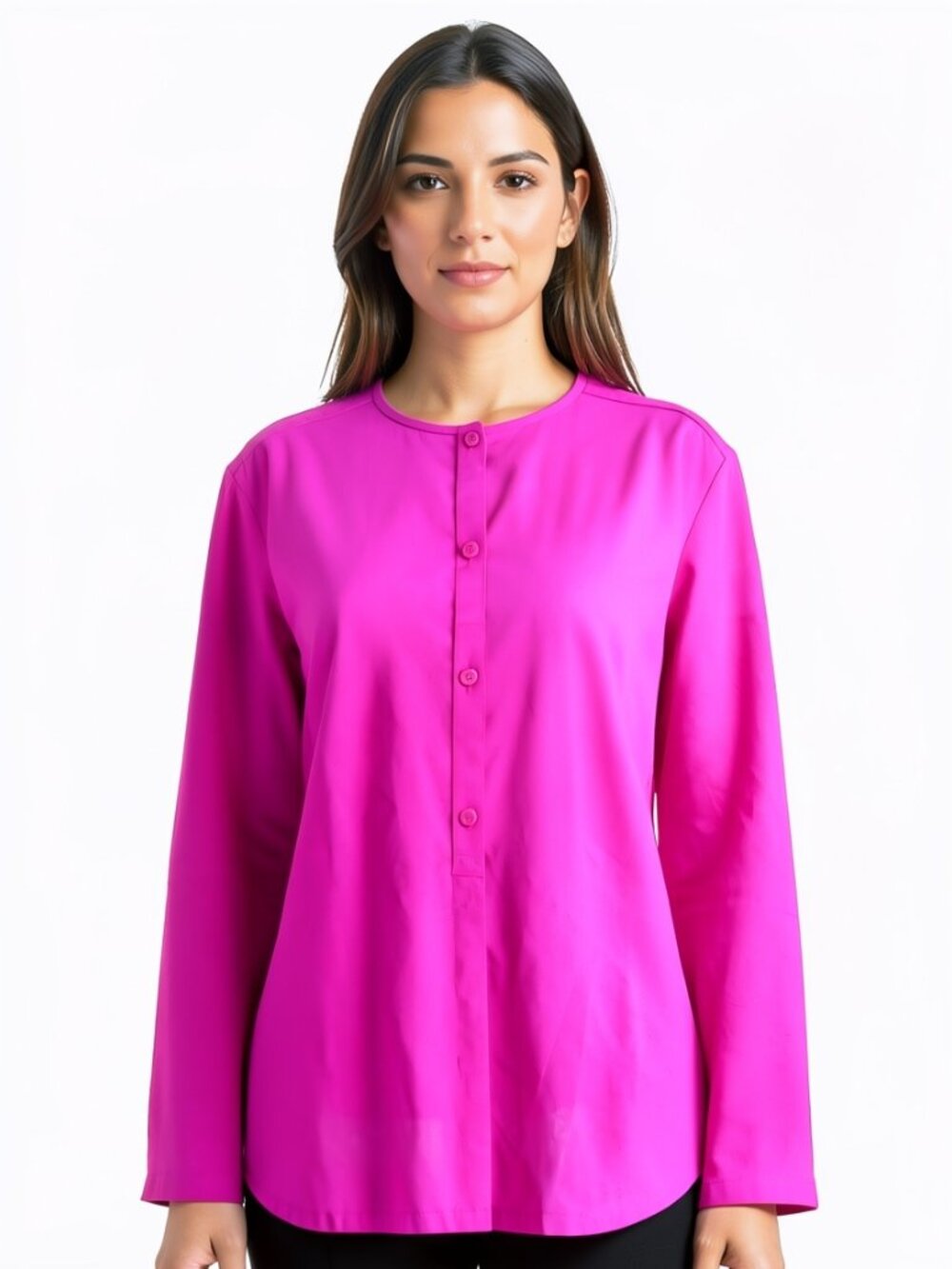 St. Tropez Pink Women's Button Down Long Sleeve Blouse Size 38 Selling As Is